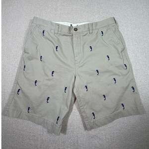 Boden Men 40 Khaki Embroidered Seahorse Walking Golf Preppy Coastal Shorts